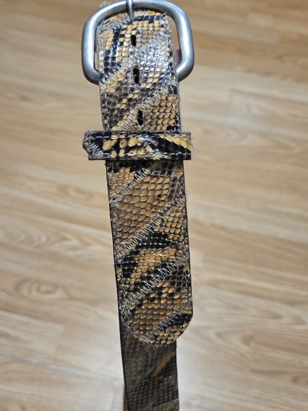ACME Snake-Print Belt in Brown and Black Genuine Python Vintage - Picture 3 of 12